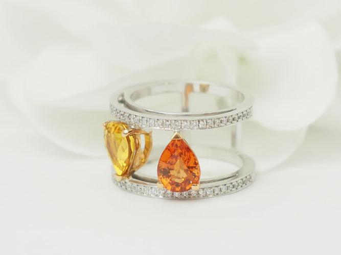Bague 50 Toi et Moi - Bague en or blanc, saphirs et diamants 58 Facettes 33784