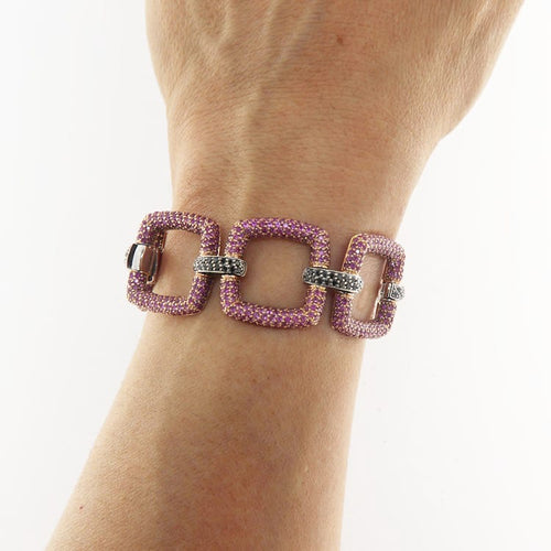 Bracelet Bracelet en or rose et blanc, rubis et diamants noirs 58 Facettes G3958