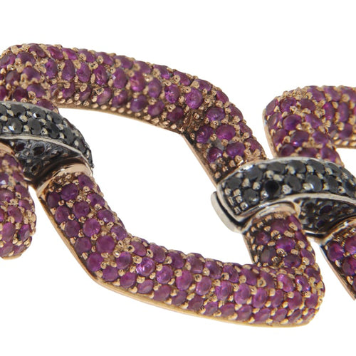 Bracelet Bracelet en or rose et blanc, rubis et diamants noirs 58 Facettes G3958