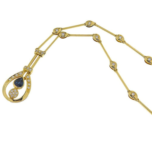 Pendentif Ras-de-cou pendentif en or jaune, diamants et saphir 58 Facettes G3961