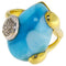 Bague 54 Bague en or jaune et blanc avec larimar et diamants 58 Facettes G3960