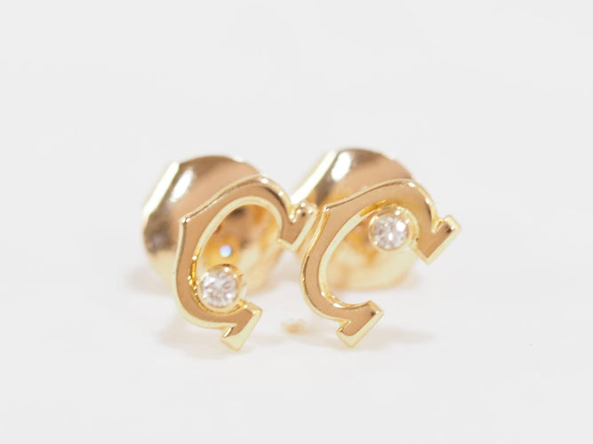 Boucles d'oreilles Cartier C - Boucles d'oreilles en or jaune et diamants 58 Facettes 33295
