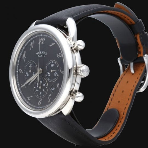 Montre Hermès Arceau - Montre chronographe en acier 58 Facettes MT46090