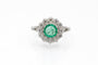 Bague 55 Bague en or blanc avec émeraude et diamants 58 Facettes 12206