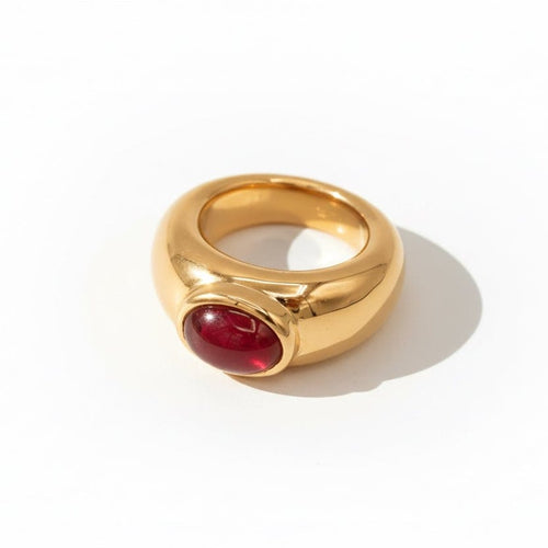 Bague 55 Bague jonc en or jaune et rubis cabochon 58 Facettes 1.0001260/1