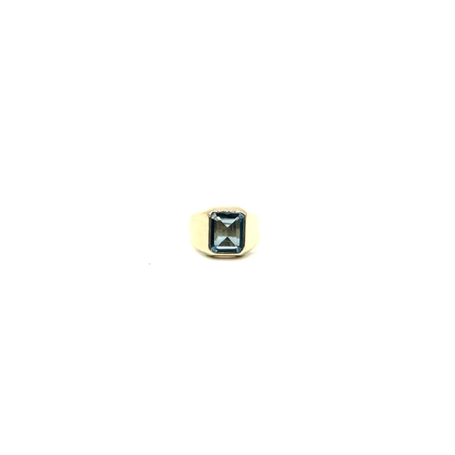 Bague 60 Chevalière en or jaune et topaze Blue London 58 Facettes Z1351921