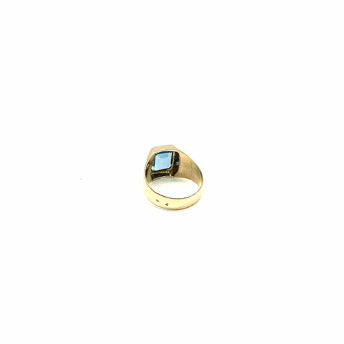 Bague 60 Chevalière en or jaune et topaze Blue London 58 Facettes Z1351921