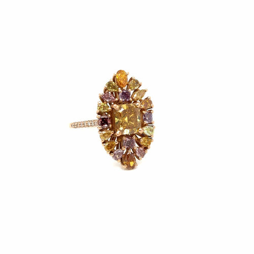 Bague 58 Bague cocktail en or rose et diamants naturels de couleur 58 Facettes Bague -0050