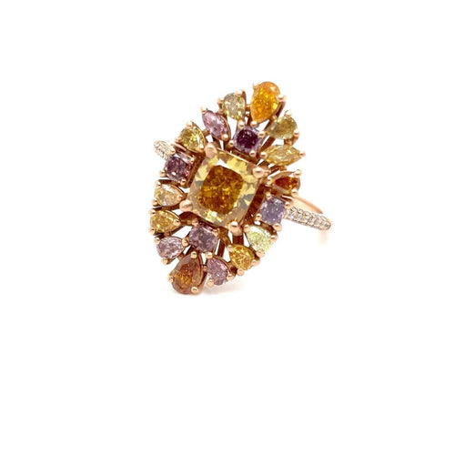 Bague 58 Bague cocktail en or rose et diamants naturels de couleur 58 Facettes Bague -0050