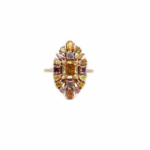 Bague 58 Bague cocktail en or rose et diamants naturels de couleur 58 Facettes Bague -0050