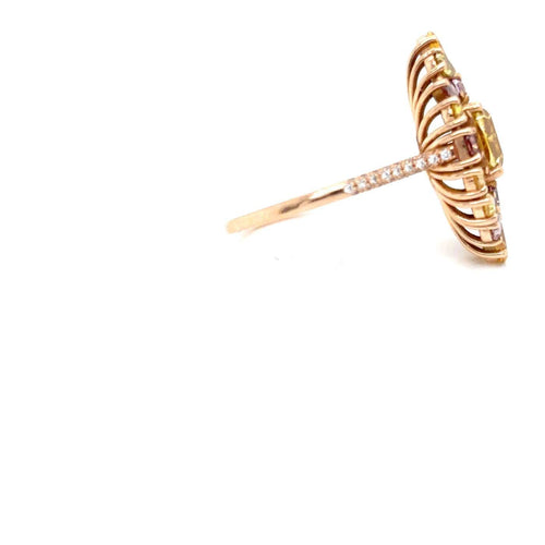 Bague 58 Bague cocktail en or rose et diamants naturels de couleur 58 Facettes Bague -0050