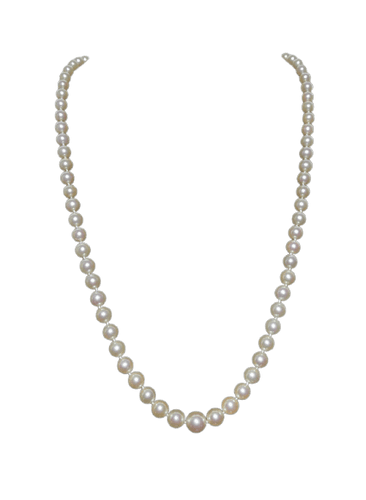 Collier 77 perles de culture en or gris et diamants