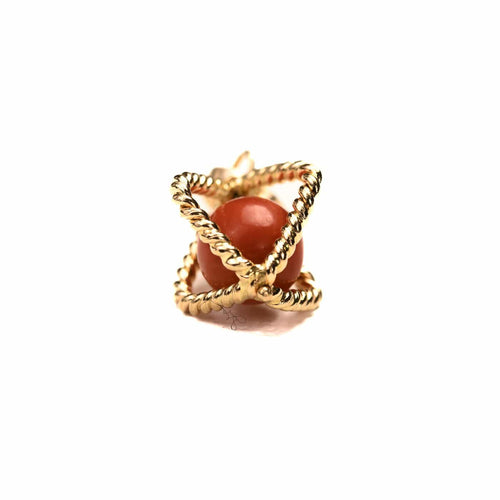 Pendentif Pendentif cage en or jaune et corail 58 Facettes LMB-224