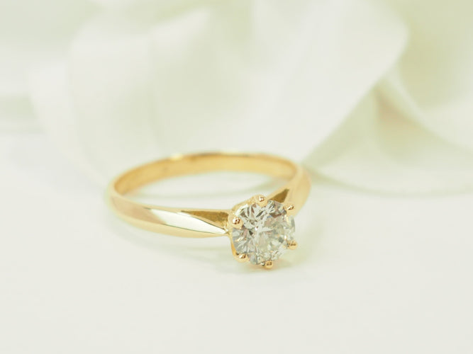 Bague 51 Solitaire - Bague en or jaune avec diamant 0,74 ct 58 Facettes F5077