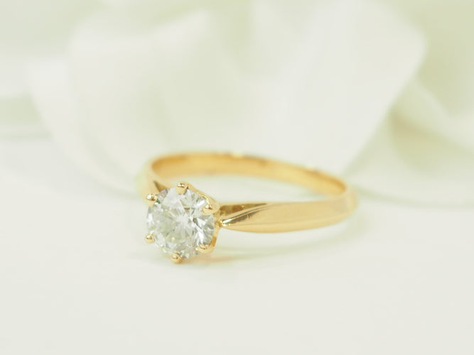 Bague 51 Solitaire - Bague en or jaune avec diamant 0,74 ct 58 Facettes F5077