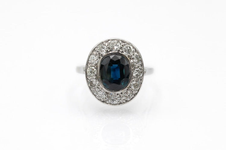 Bague 54 Bague en platine avec saphir et diamants 58 Facettes 12210