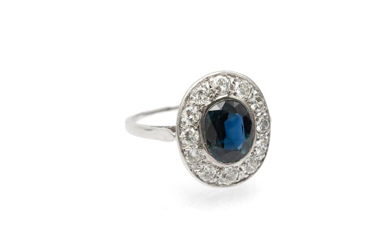 Bague 54 Bague en platine avec saphir et diamants 58 Facettes 12210