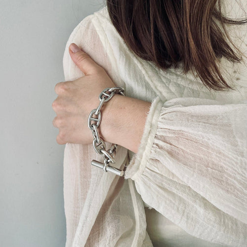 Bracelet Hermès Chaîne d'Ancre - Bracelet TGM en argent 58 Facettes LMB-359