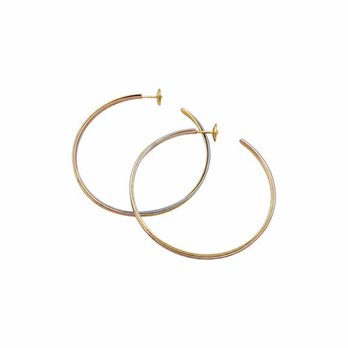 Boucles d'oreilles Cartier Trinity - Boucles d'oreilles créoles grand modèle en trois ors 58 Facettes 35722