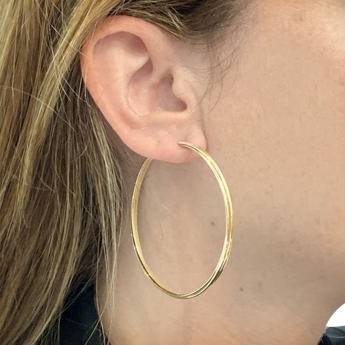 Boucles d'oreilles Cartier Trinity - Boucles d'oreilles créoles grand modèle en trois ors 58 Facettes 35722
