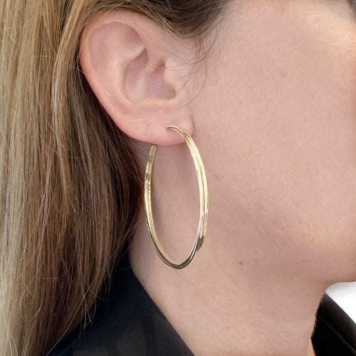 Boucles d'oreilles Cartier Trinity - Boucles d'oreilles créoles grand modèle en trois ors 58 Facettes 35722