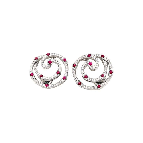 Boucles d'oreilles Giovanni Ferraris - Boucles d'oreilles en or blanc, diamants et rubis 58 Facettes 35697