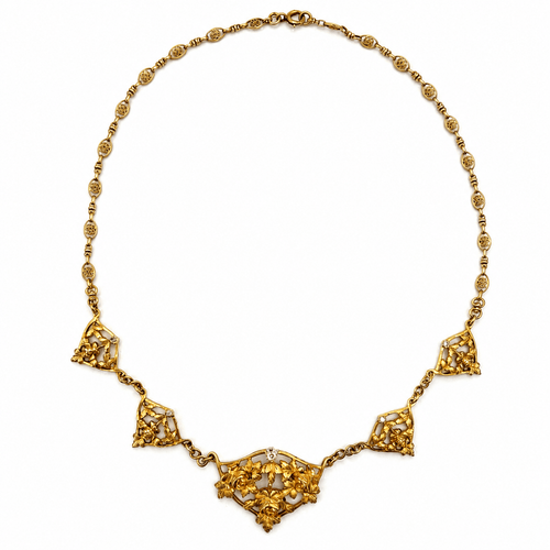 Collier Art Nouveau - Collier draperie en or jaune et diamants 58 Facettes 1.0000094/1