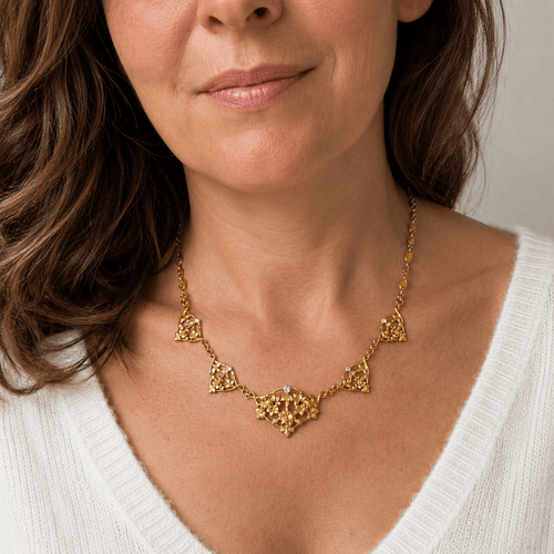 Collier Art Nouveau - Collier draperie en or jaune et diamants 58 Facettes 1.0000094/1