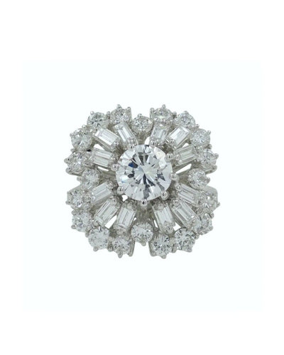 Bague 53 Bague en or blanc 18 kt avec diamants ronds et baguette 58 Facettes BRI094