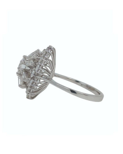 Bague 53 Bague en or blanc 18 kt avec diamants ronds et baguette 58 Facettes BRI094