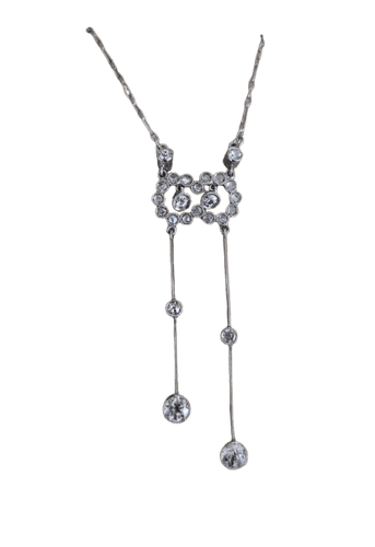 Collier Art déco - Collier négligé en platine et diamants 58 Facettes 1