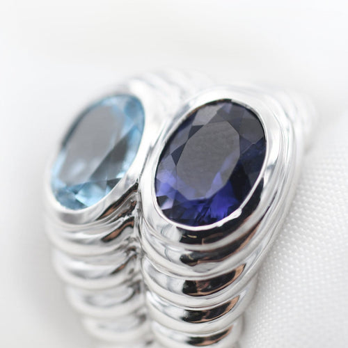 Bague 54 Bulgari Baccellato - Bague en or blanc, iolite et topaze 58 Facettes 166T26_M
