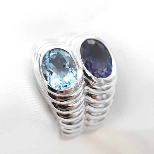 Bague 54 Bulgari Baccellato - Bague en or blanc, iolite et topaze 58 Facettes 166T26_M