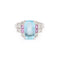 Bague 54 Bague en or gris 18 carats, aiguë-marine, saphirs roses et diamants 58 Facettes B396
