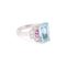Bague 54 Bague en or gris 18 carats, aiguë-marine, saphirs roses et diamants 58 Facettes B396