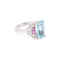 Bague 54 Bague en or gris 18 carats, aigue-marine, saphirs roses et diamants 58 Facettes B396