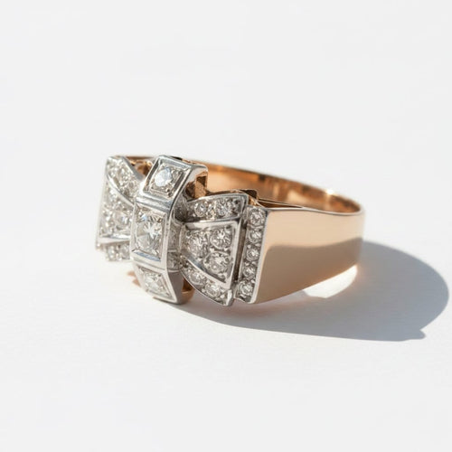 Bague 56 Bague Tank en or rose et diamants 58 Facettes 1.0001250/1