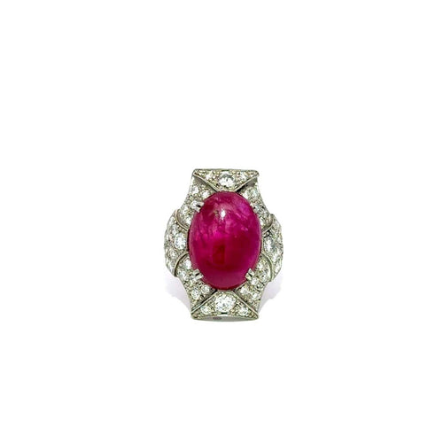 Bague 58 Scarlet Majesty - Bague Art déco en platine, rubis et diamants 58 Facettes 50471