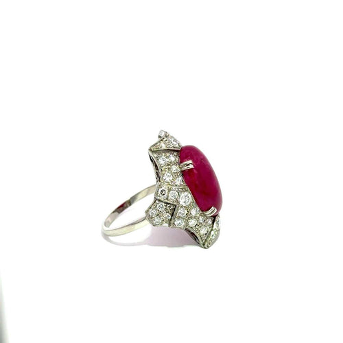 Bague 58 Scarlet Majesty - Bague Art déco en platine, rubis et diamants 58 Facettes 50471