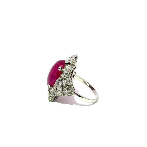 Bague 58 Scarlet Majesty - Bague Art déco en platine, rubis et diamants 58 Facettes 50471