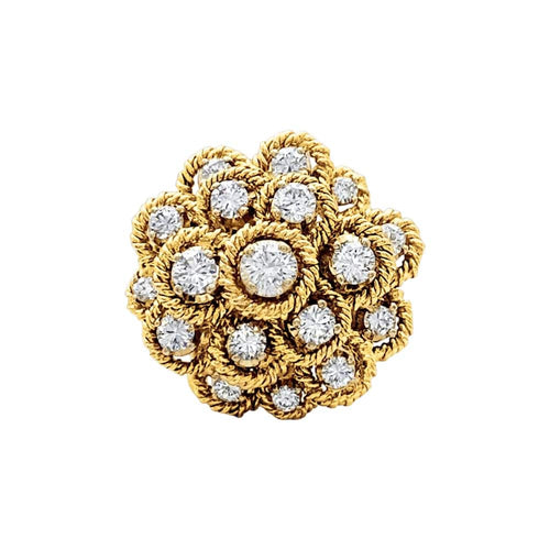 Bague 49 Bague fleur vintage en or jaune et diamants 58 Facettes 35738