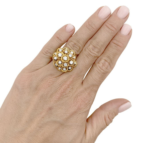 Bague 49 Bague fleur vintage en or jaune et diamants 58 Facettes 35738