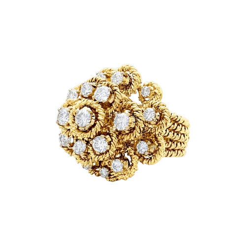 Bague 49 Bague fleur vintage en or jaune et diamants 58 Facettes 35738
