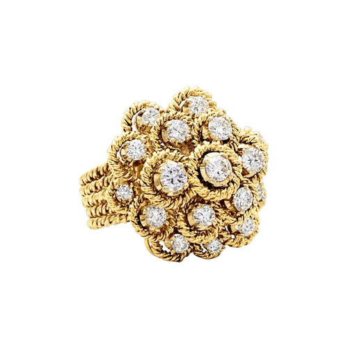 Bague 49 Bague fleur vintage en or jaune et diamants 58 Facettes 35738