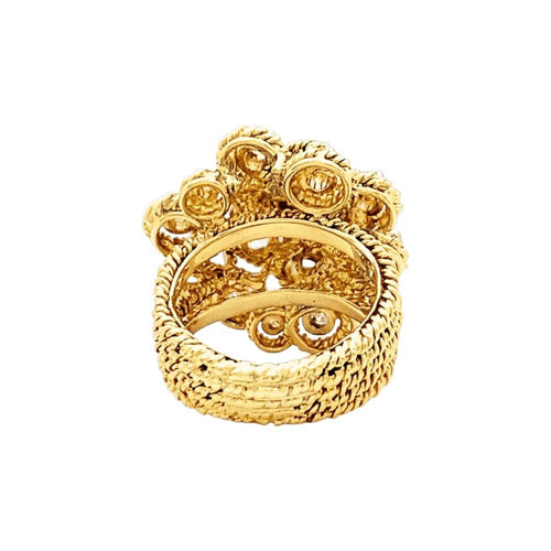 Bague 49 Bague fleur vintage en or jaune et diamants 58 Facettes 35738