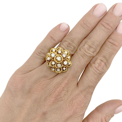 Bague 49 Bague fleur vintage en or jaune et diamants 58 Facettes 35738