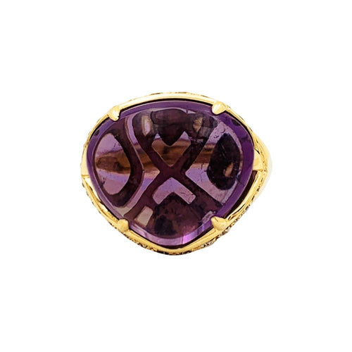 Bague 53 Bulgari Sassi Mediterranean Eden - Bague en or jaune, améthyste et diamants 58 Facettes 35703