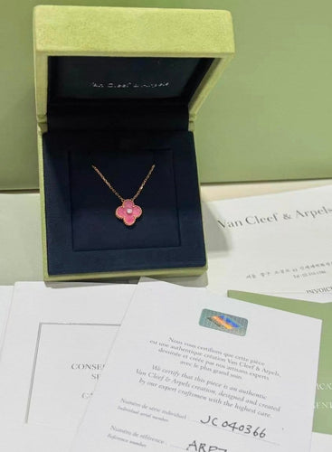 Collier Van Cleef & Arpels Vintage Alhambra - Collier en or rose, diamant et rhodonite 58 Facettes jnci68