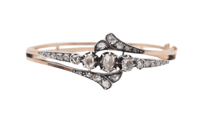 Bracelet Bracelet XIXe siècle en or rose, argent et diamants 58 Facettes 32756