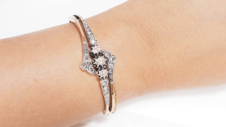 Bracelet Bracelet XIXe siècle en or rose, argent et diamants 58 Facettes 32756
